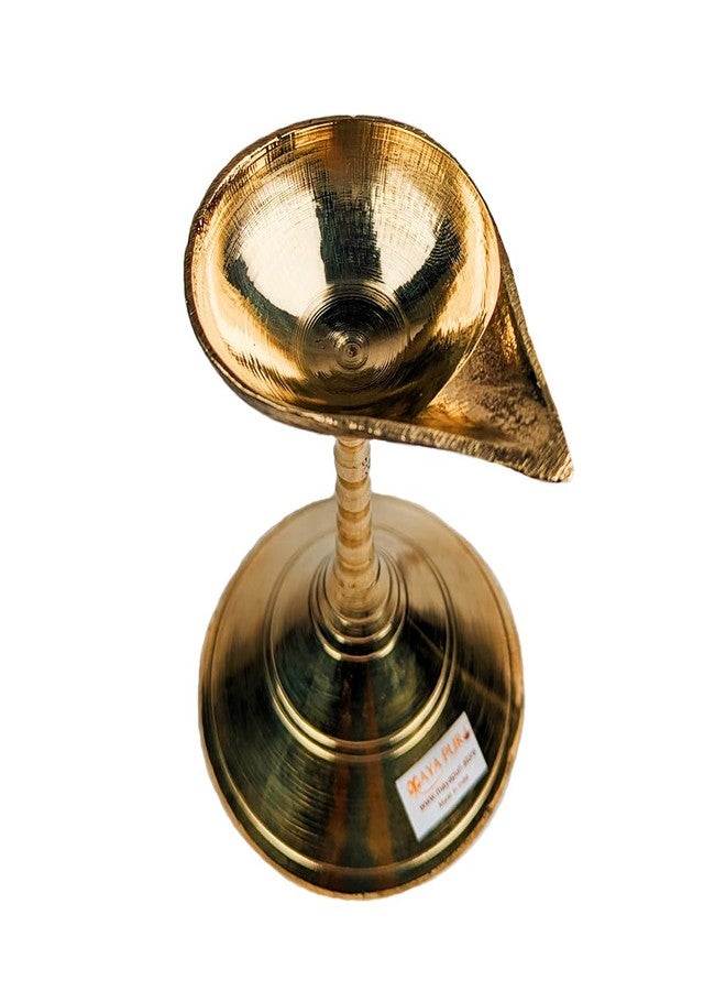 MAYAPURI Compact Brass Gacha Diya with Stand - 3.5 Inch Golden Prodeep for Puja & Aarti - Image 5